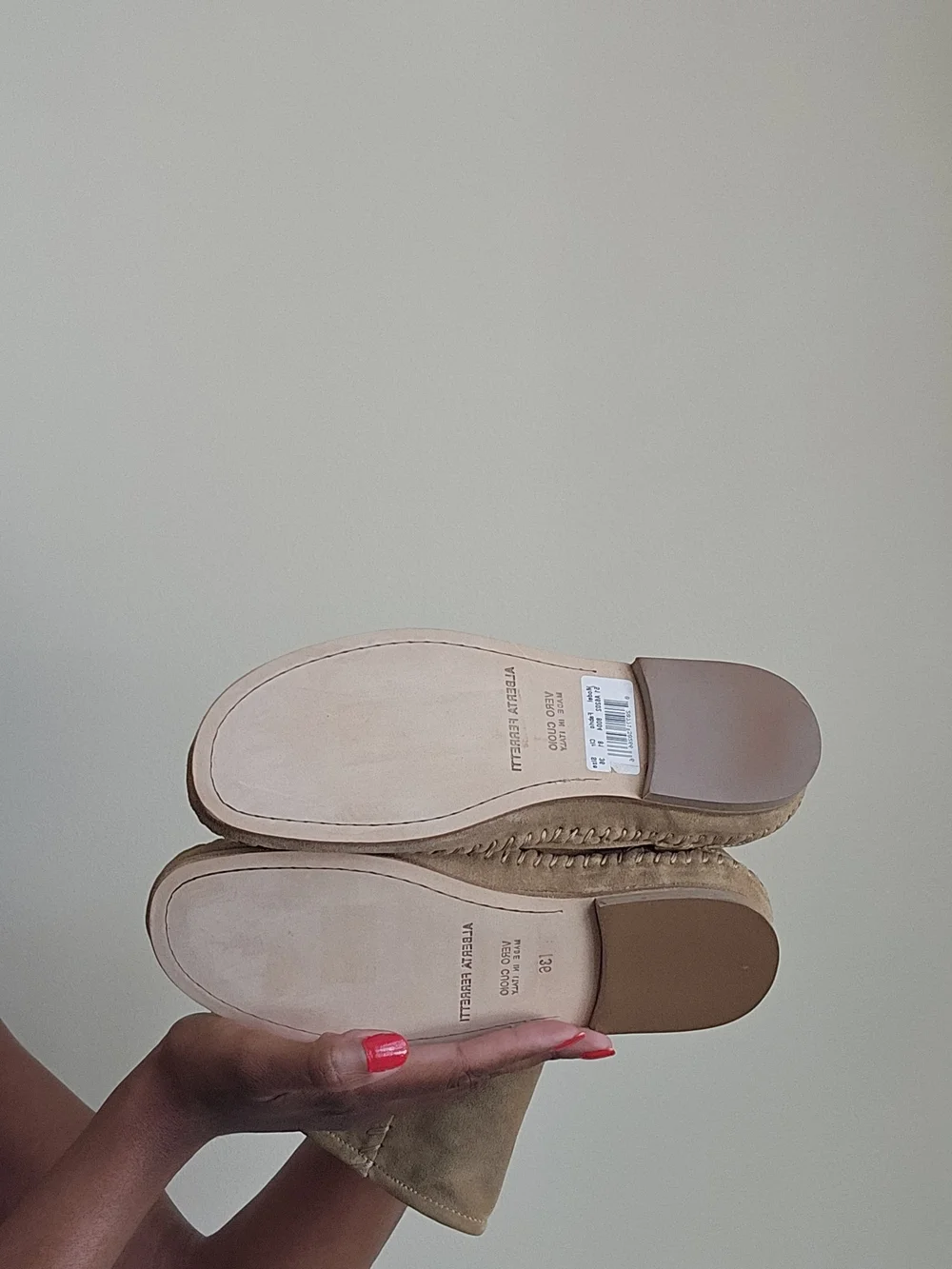 ALBERTA FERRETTI Beige Suede Knee Moccasin Boots